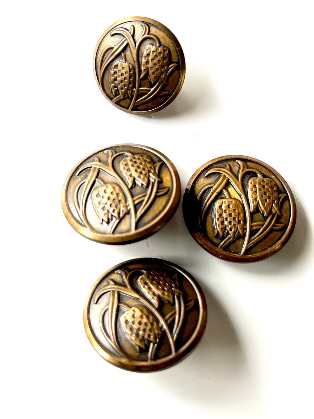 Vintage Art Nouveau Brass Buttons